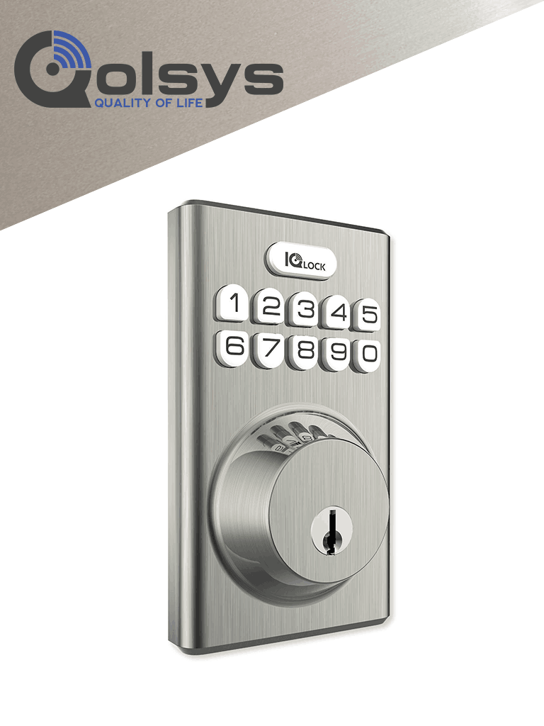 QOLSYS IQDLK-PGK-SN Cerradura con botón pulsador - Cerradura Inteligente PowerG, color Níquel Satinado (Satin Nickel) #IQ #NOV #BuenFinIQ