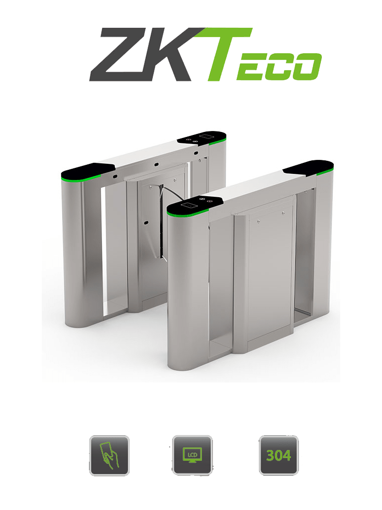 ZKTECO FBL6000PRO - Barrera Peatonal Tipo Flap Bidirecc. / 2 Chasis Acero SUS304 / Aletas de Acrílico / Infrarrojos / Carril 60 cm / 110V / 30 Personas x Min / 5 millones de Ciclos / Exterior Protegido / No cuenta con Lectores y Panel #ZKd
