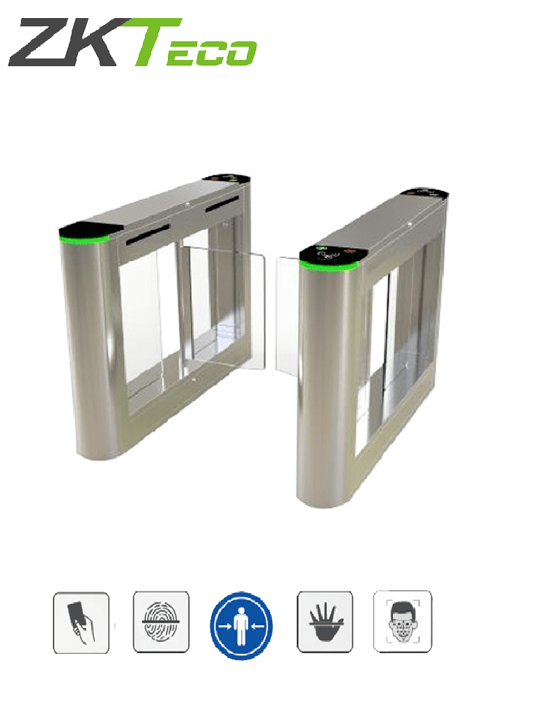ZKTECO SBTL300 - Barrera Peatonal Tipo Swing Bidirecc. / 2 Chasis Acero SUS304/ Aleta de Acrílico/ 110V/ Exterior Protegido/ 30 Personas x Min/ 2 millones de Ciclos/ Carril 75 cm/ Infrarrojos/ No cuenta con Lectores y Panel/ (AÑADE CARRILES CON SBTL320)