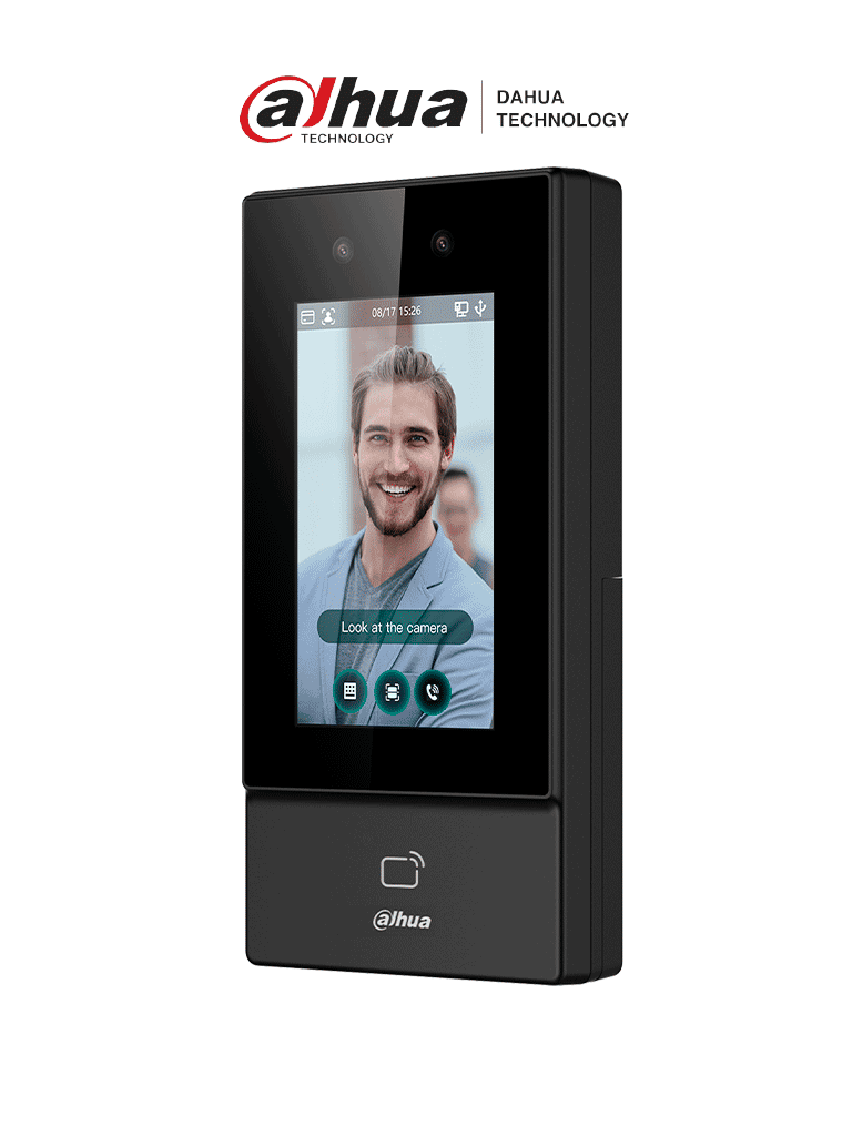 DAHUA ASI6213S-D - Control de Acceso para Exterior con Reconocimiento Facial, pantalla táctil de 4.3", soporta 6000 usuarios, rostros y contraseñas, 10,000 tarjetas ID, 50 administradores, 300,000 registros. Comunicación TCP/IP, IP65. #LoNuevo