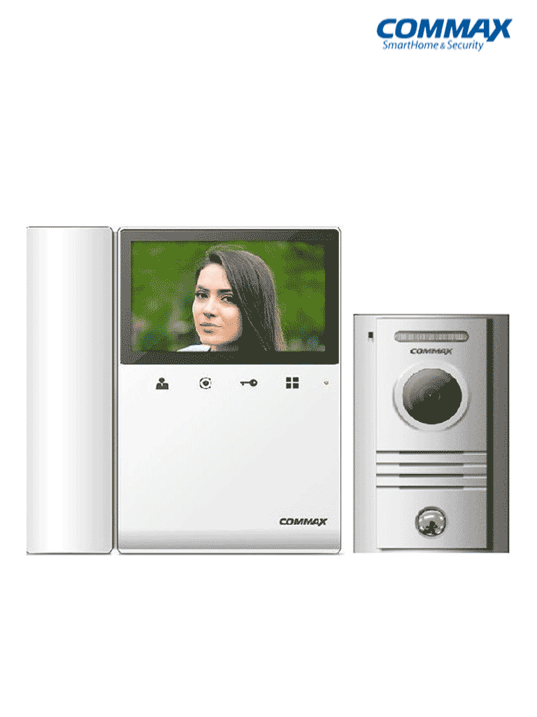 COMMAX CDV43K2P- Kit de videoportero incluye monitor CDV43K2 de 4.3 pulgadas con auricular para respuesta con audio y video desde frente de calle DRC40K, funcion de apertura de puerta, soporta segundo monitor y auricular DP4VHP #C1