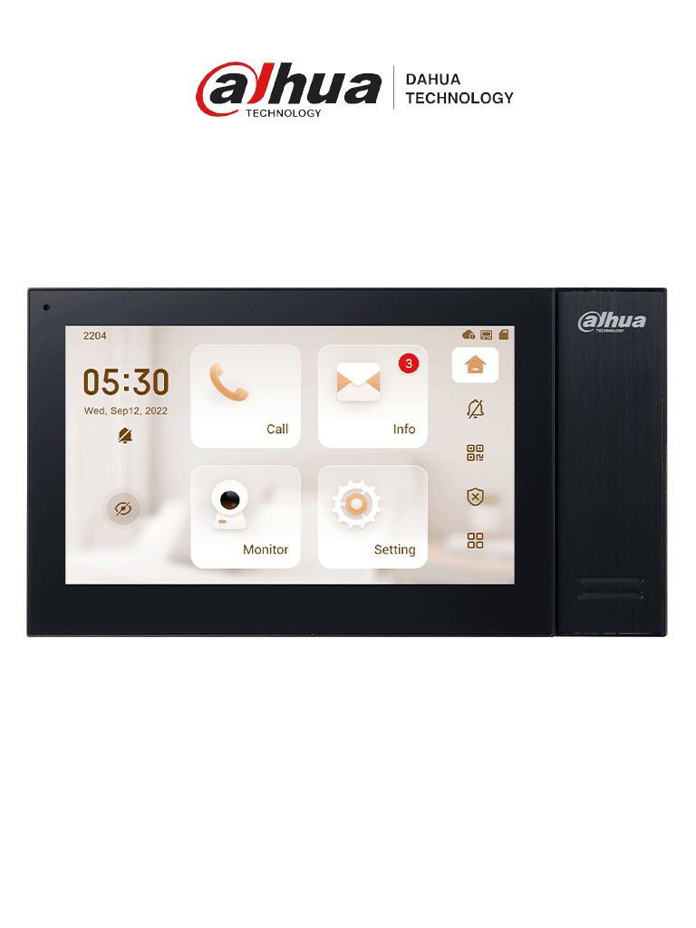 DAHUA VTH2421FB-P - Monitor IP táctil de 7" Serie Pro, con 8GB de memoria embebida, PoE estándar, ranura MicroSD, soporta llamada grupal, videos, mensajes, 6 entradas/salidas de alarma, y hasta 9 monitores adicionales. #Anivdahua3