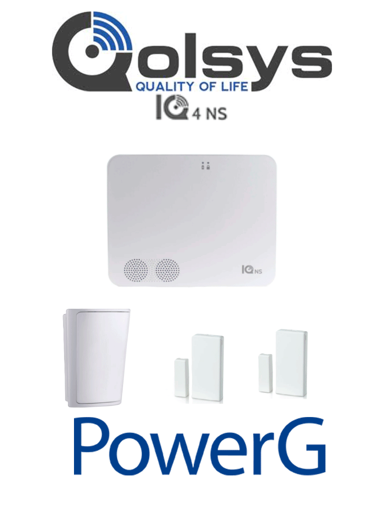 QOLSYS IQNS PACK - Paquete que contiene Sistema de Alarma IQ NS autocontenido sin pantalla, Power G 915 Mhz  1 sensor PIR inalámbrico PG9914 y 2 sensores magnéticos inalámbricos PG9303 #PLANDEBENEFICIOS #LEÓN