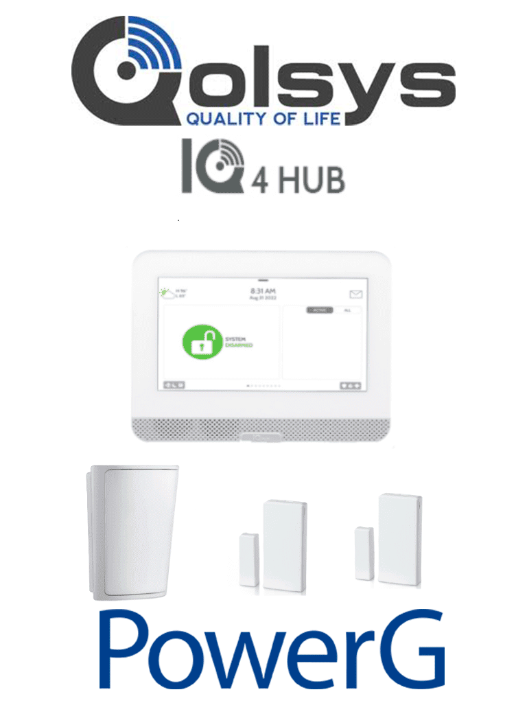 QOLSYS IQ4HUB PACK - Paquete que contiene Sistema de Alarma IQ HUB autocontenido , con pantalla táctil de 7", Power G 915 Mhz  1 sensor PIR inalámbrico PG9914 y 2 sensores magnéticos inalámbricos PG9303 #PLANDEBENEFICIOS #LEÓN
