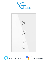 NGTECO NGS103 - Apagador Inteligente WiFi 3 Botones Touch / Control Remoto vía App / Control por Voz / Temporizador / Panel Táctil de Alta Sensibilidad / WiFI 2.4 GHz / Se requiere Cable Neutro / Compatible con Alexa y Asistente de Google