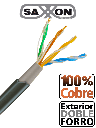 SAXXON OUTPCAT5ECOPEXT - Bobina de Cable UTP Cat5e 100% Cobre/ 305 Metros/ Exterior con Doble Forro/ Color Negro/ Ideal para Cableado de Redes de Datos y Video/