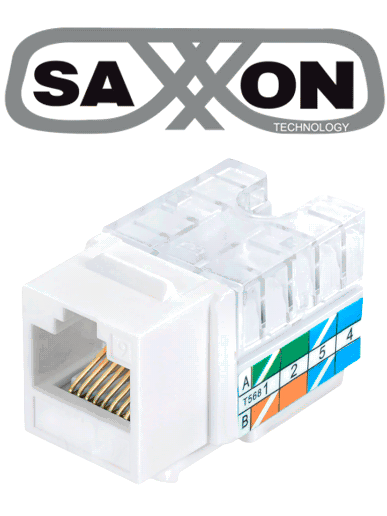 SAXXON M265C5W - Modulo jack keystone RJ45 / 8 Hilos / CAT 5E / Compatible con calibres  AWG 22-26 / Color blanco