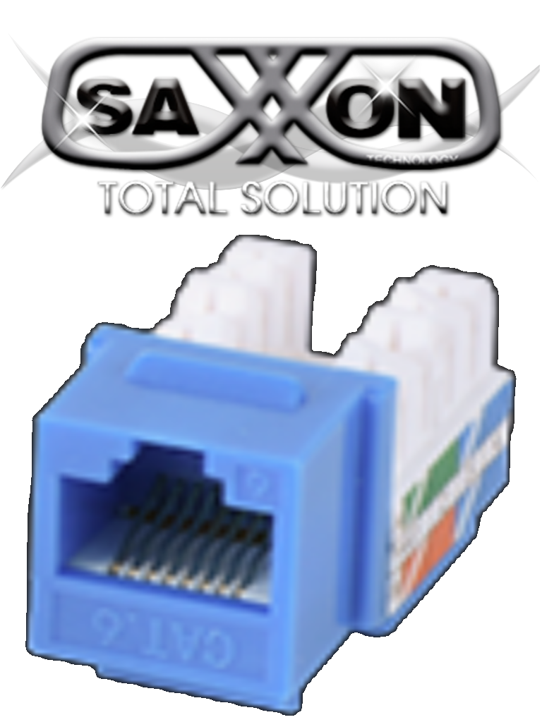 SAXXON M2656B - Modulo jack keystone RJ45 / 8 Hilos / CAT 6 / Compatible con calibres  AWG 22-26 / Color azul