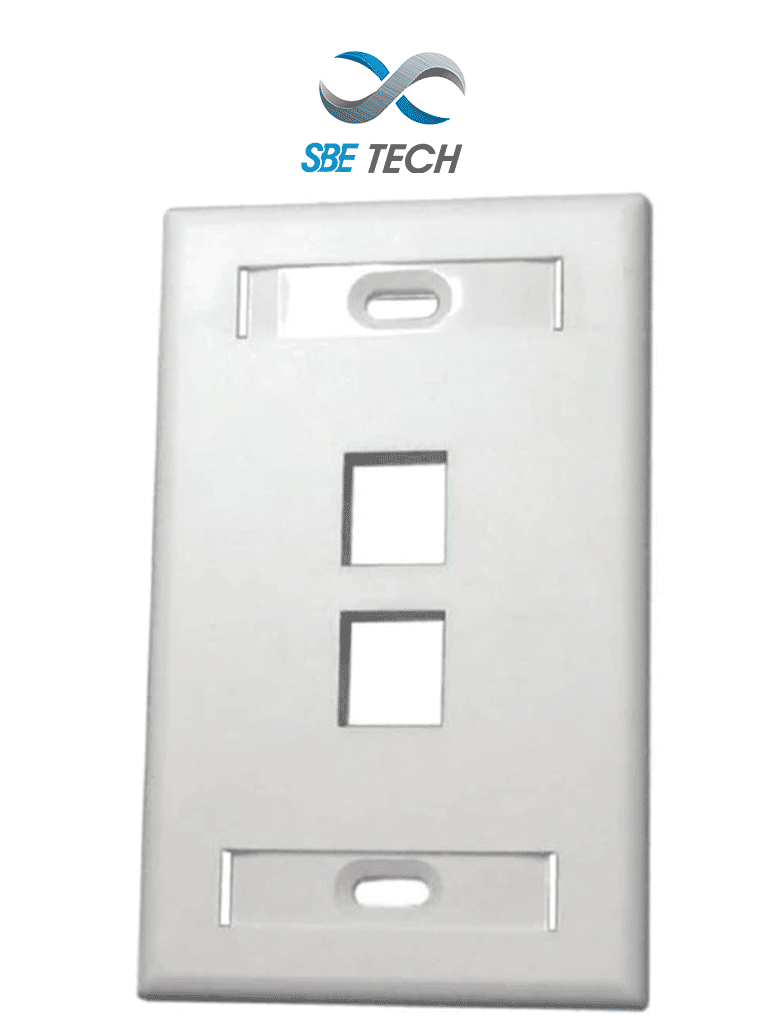 SBETECH SBE-2517-2P-WT - Placa de pared de 2 puerto color blanco para conectores Jack rj 45  keystone