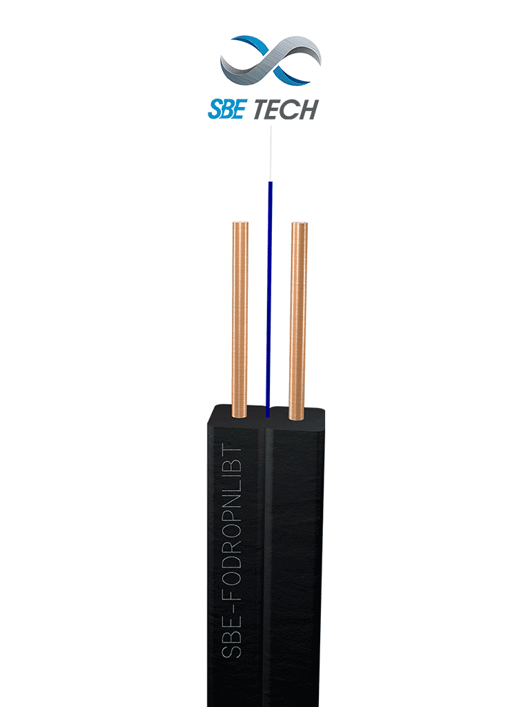 SBETECH SBE-FODROPNL1BT-NP - Carrete de 2km de fibra óptica drop FTTH, nueva línea tipo mariposa, monomodo G657A2, LSZH, 1 hilo