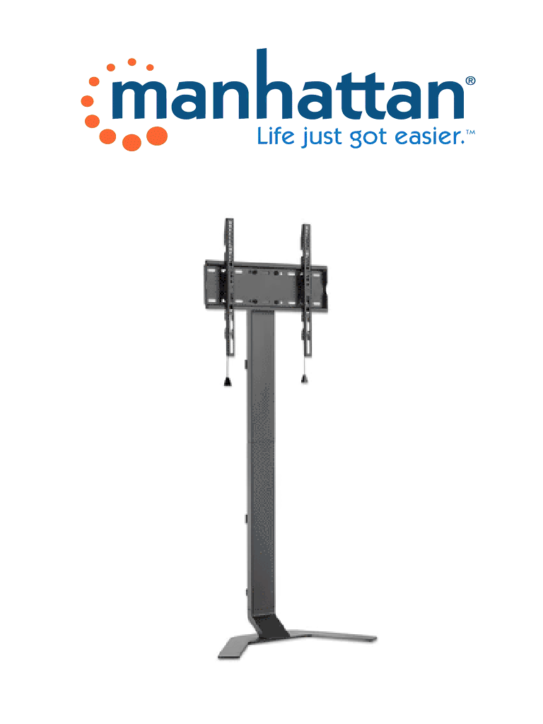 MANHATTAN  462044 - Soporte de piso para TV Soporta una pantalla de 32 "a 70" de hasta 40 kg, inclinación de -10 a 3°, altura ajustable, se adapta al sistema de montaje VESA de la pantalla, construcción de aluminio y acero, negro (Sobre Pedido) #I&MBFIN