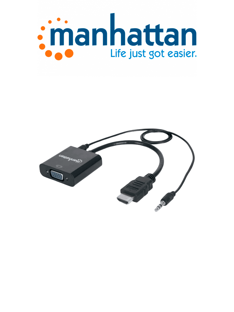 MANHATTAN 151559 - Convertidor HDMI a VGA / HDMI macho a VGA hembra / Con audio / Color negro